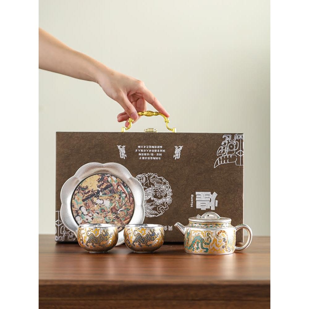 大師純手工高端999純銀茶具套裝一壺二杯家用喬遷節日伴