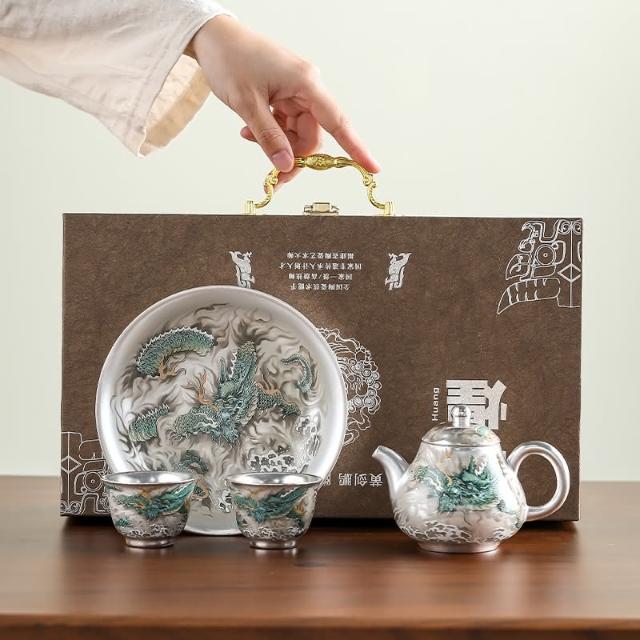 大師純手工高端999純銀茶具套裝一壺二杯家用喬遷節日伴手送禮品