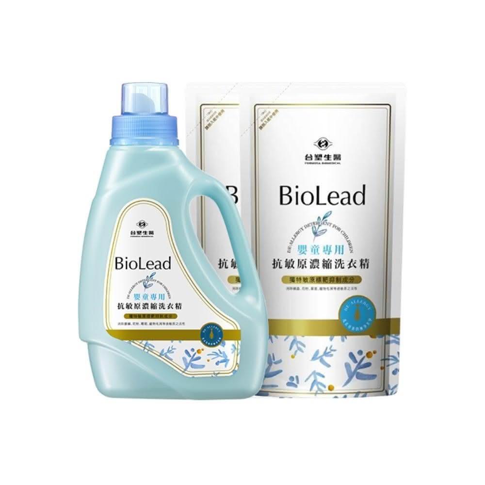 【Dr’s Formula 台塑生醫】BioLead 抗敏原濃縮洗衣精 嬰幼兒衣物  1.2kg瓶裝1瓶加1kg補充包X2包 