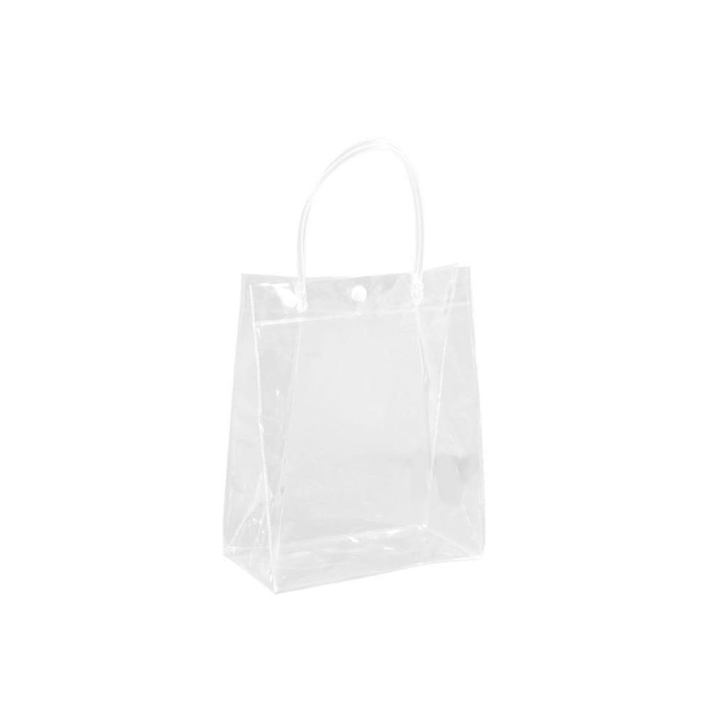 日創生活 50入組-PVC可扣手提袋-豎款15*7*20CM {透明手提袋 飲料提袋 PVC手提袋 塑膠手提袋 透明手提包 透明袋子 防水袋}