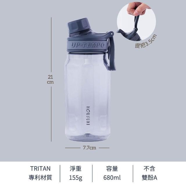 HOUSUXI舒熙 Tritan運動直飲水瓶680ml (鐵灰色/淺粉色)