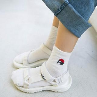 【AHUA 阿華有事嗎】AHUA 日系襪子 刺繡小圖純色中筒襪 S0274 白襪 學生襪 純色襪子 襪子推薦 百搭女襪 女生襪子 阿華有事嗎