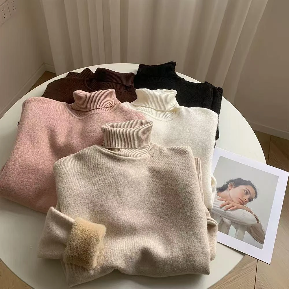 奈看服飾  冬季加厚但超軟Q一體絨保暖鋪絨 雪國穿搭保暖很夠發熱毛衣   高領毛衣 質感顯瘦 毛衣 刷毛毛衣