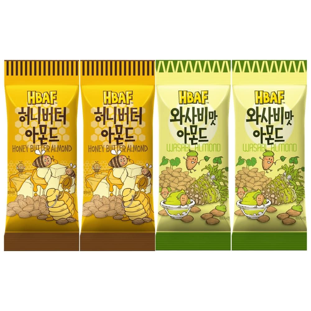 【HBAF】韓國 杏仁果隨身包30g 蜂蜜奶油 l 芥末 4包組