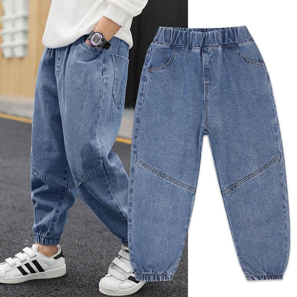 兒童防蚊褲 買1送1送防滑襪 薄款水洗牛仔褲 褲頭鬆緊繫帶 男童長褲 兒童牛仔褲 女童長褲 兒童長褲 褲子