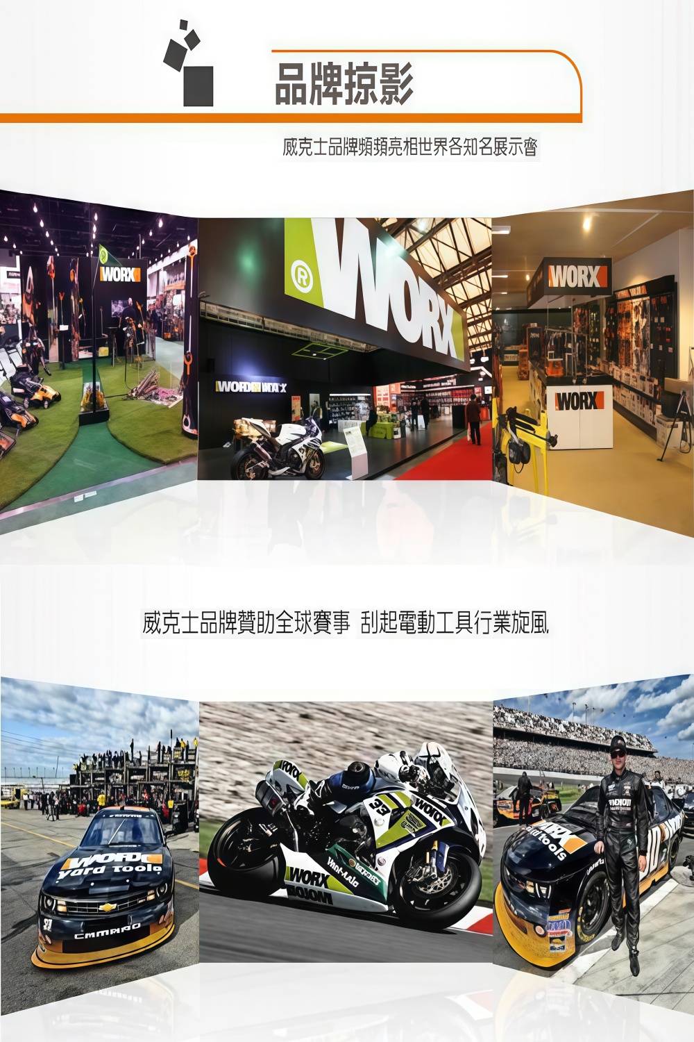 品牌掠影威克士品牌頻頻亮相世界各知名展示督ⓇORKWWORX WORX威克士品牌贊助全球賽事 刮起電動工具行業旋風yard WORX33