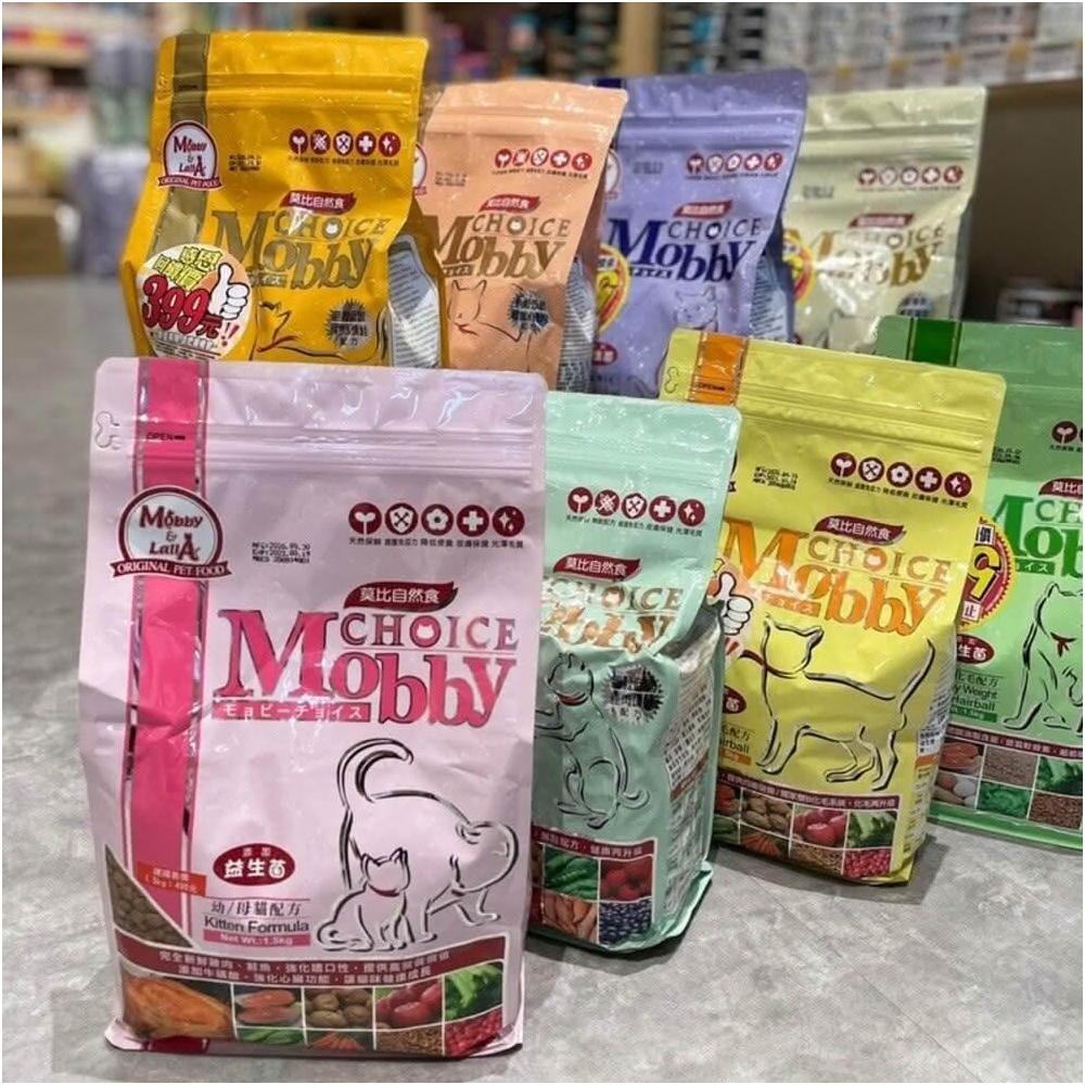 【Mobby 莫比】貓飼料1.5kg 3kg  無穀、有穀 雞肉米成貓 低卡貓化毛 挑嘴貓 幼貓懷孕貓 鹿肉鮭魚 鱒魚馬鈴薯 鵪鶉 鴨肉 