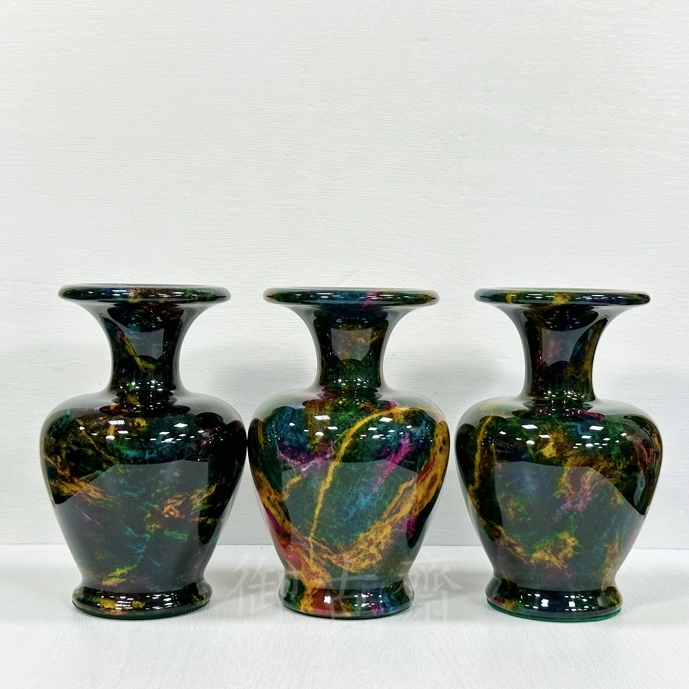 御古齋】台灣花東一級七彩玉花瓶平安富貴色澤艷麗品相漂亮開運聚福招財