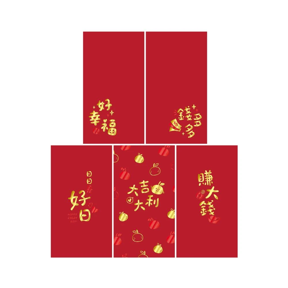 【SEASON 四季紙品禮品】直式燙金大紅包袋-幸福/錢多/好日/大吉/賺錢