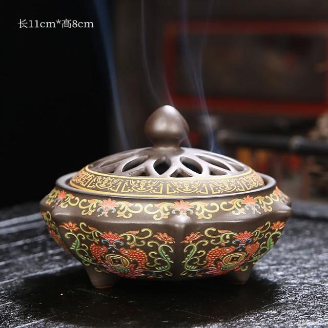 Amazon.com: 仿珐琅彩大号香炉Censer 家用室内陶瓷摆件Pendant