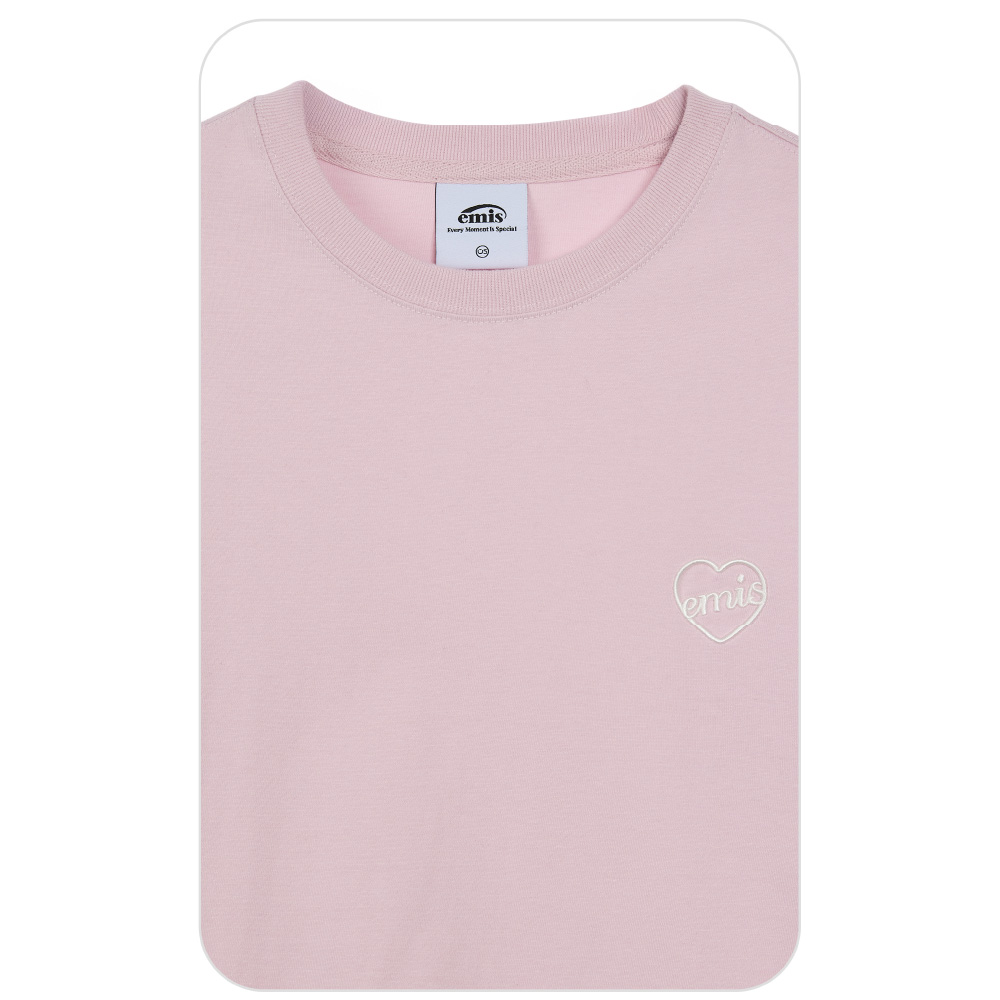 emis】預購韓國emis HEART T-SHIRT SHIRT 韓製愛心刺繡寬版短袖T