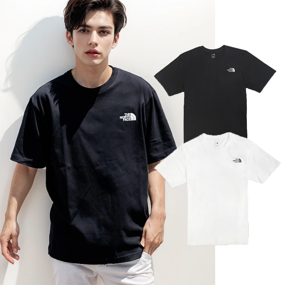 【The North Face】北臉 男生女生同款 前後小LOGO 素面 短TEE 棉質 男款 女款 短袖T恤(NT7UP41A NT7UP47A)