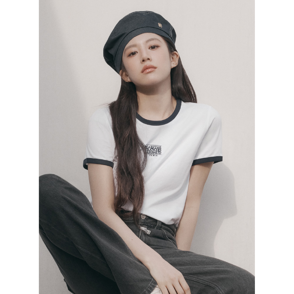 Tシャツ・カットソー Marithe + Francois Girbaud W DEEP NECK RINGER TEE white W DEEP NECK RINGER TEE white / black - MARITHE FRANCOIS GIRBAUD