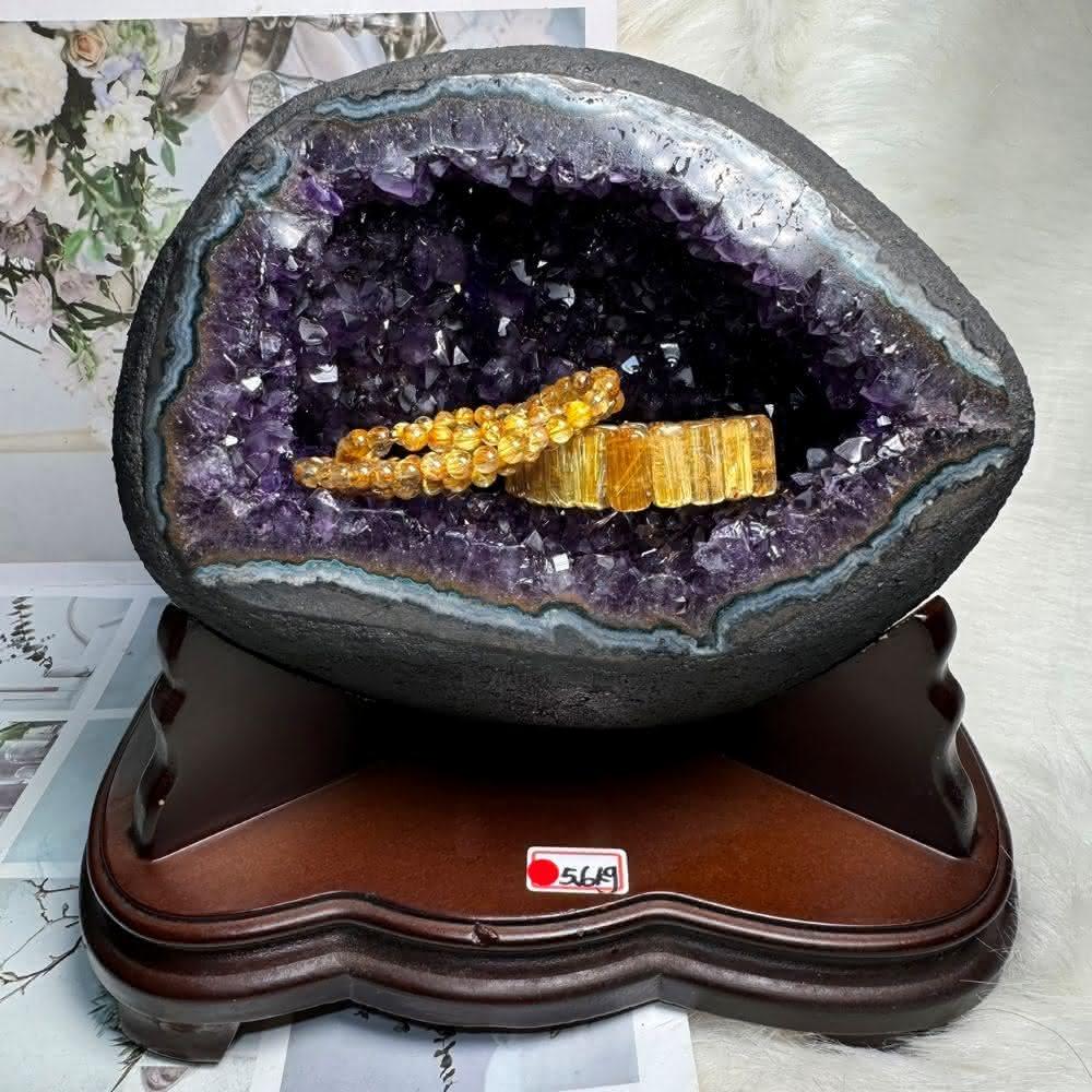 千奇國際精品】內洞下凹洞深7公分🫶頂級烏拉圭紫水晶洞ESPa+