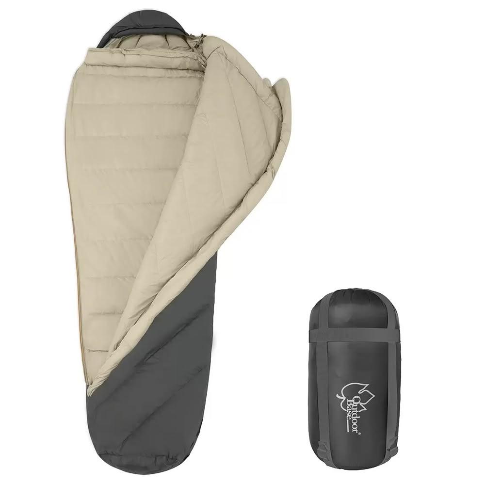 5Cgo    OutdoorBase 600FP 成人羽絨睡袋 灰色 右拉鍊#150267-GRYR 輕量 好攜帶 領圍、帽兜及拉鍊防風擋片，有效阻隔冷風Ou