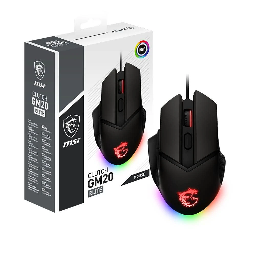 【MSI 微星】GM20 ELITE RGB電競滑鼠｜高精度感應｜RGB燈效