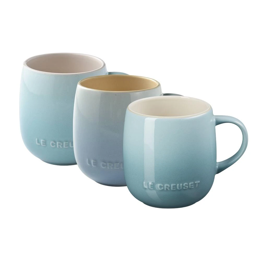 【Le Creuset】母親節組合 蛋蛋馬克杯 380ml 3入組 海洋之花/海岸藍/悠然綠  無紙盒