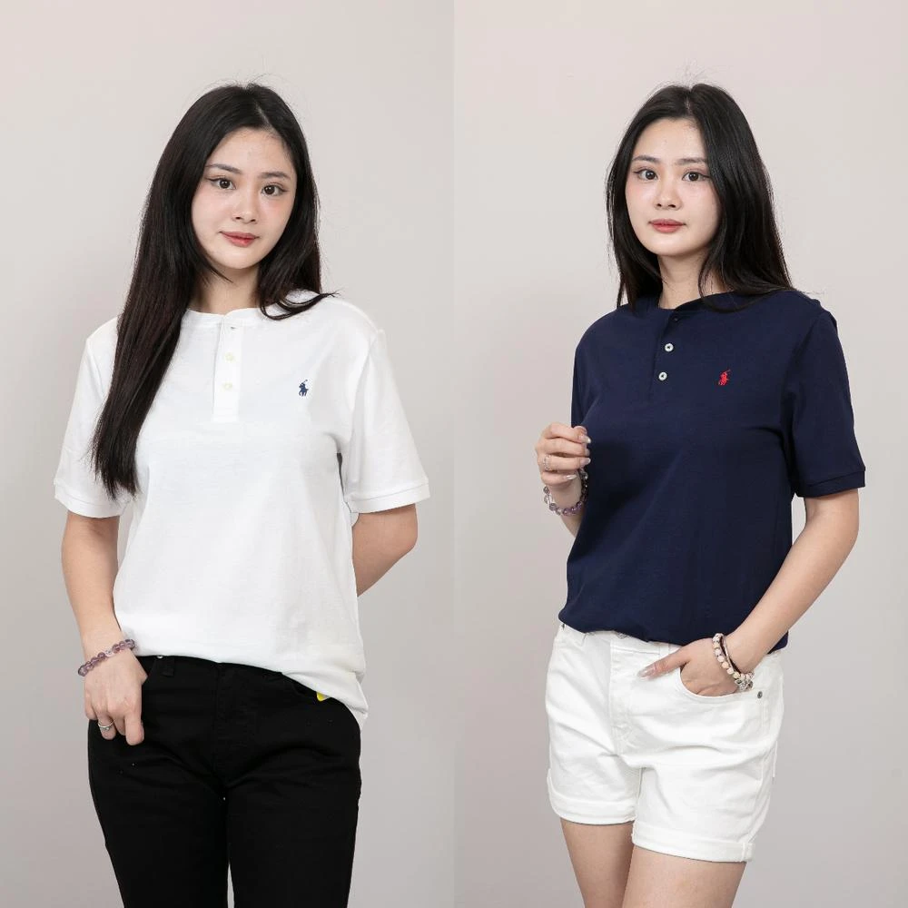 【RALPH LAUREN】小馬 polo亨利領  短T ralph lauren 青年版 袖口羅紋 素T 拉夫勞倫 上衣 短袖 @1445