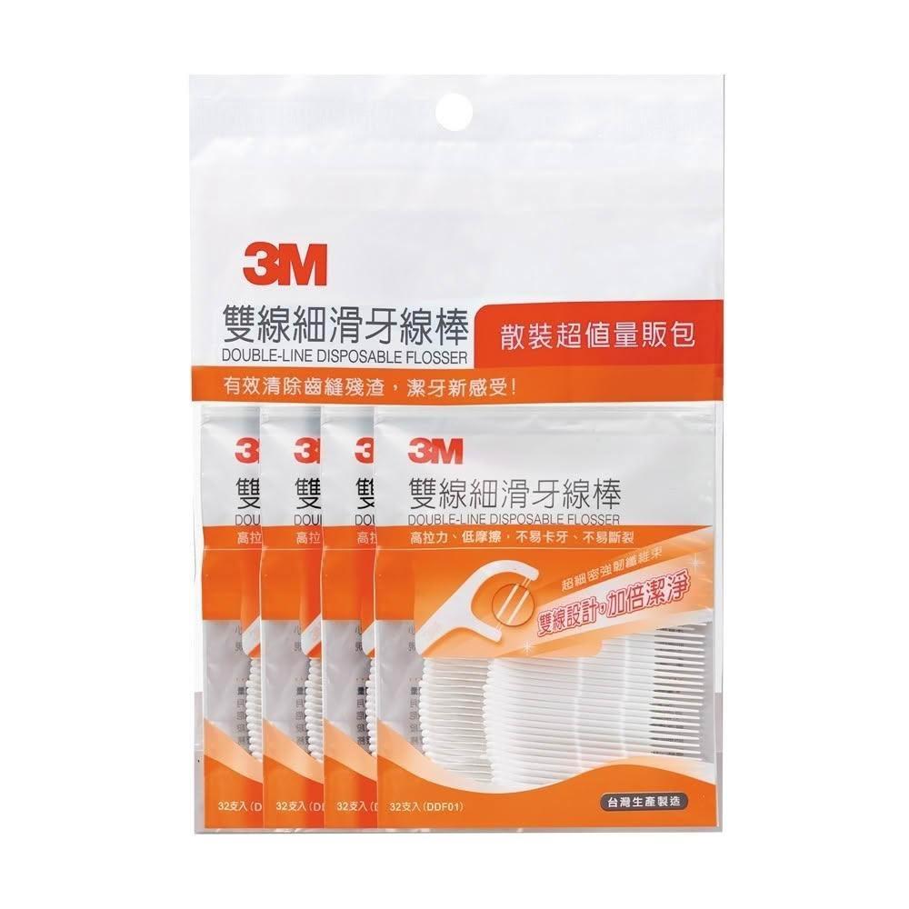 【彤老闆食品 】3M 雙線細滑牙線棒-32支*4袋牙線棒
