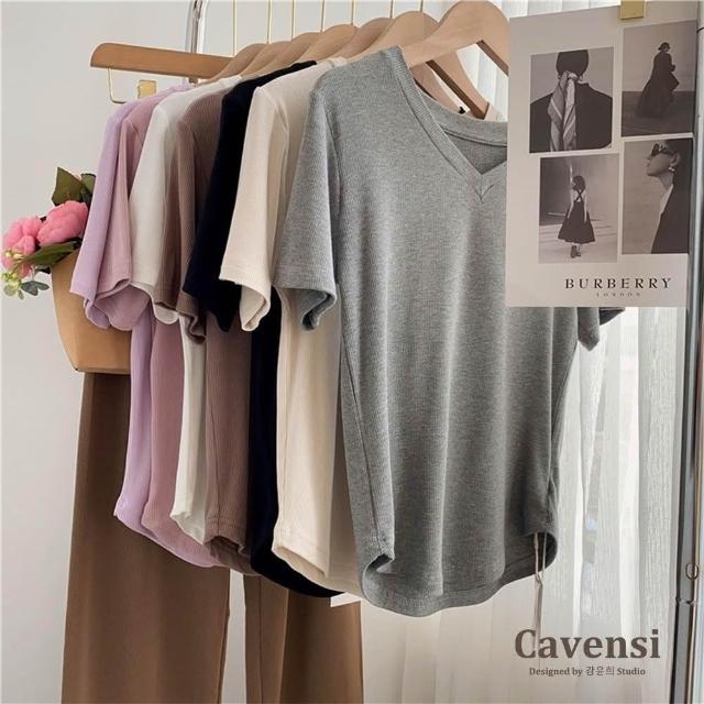 Cavensi】Cavensi_台灣出貨100公斤可穿大尺碼上衣圓弧下擺超顯瘦！短袖