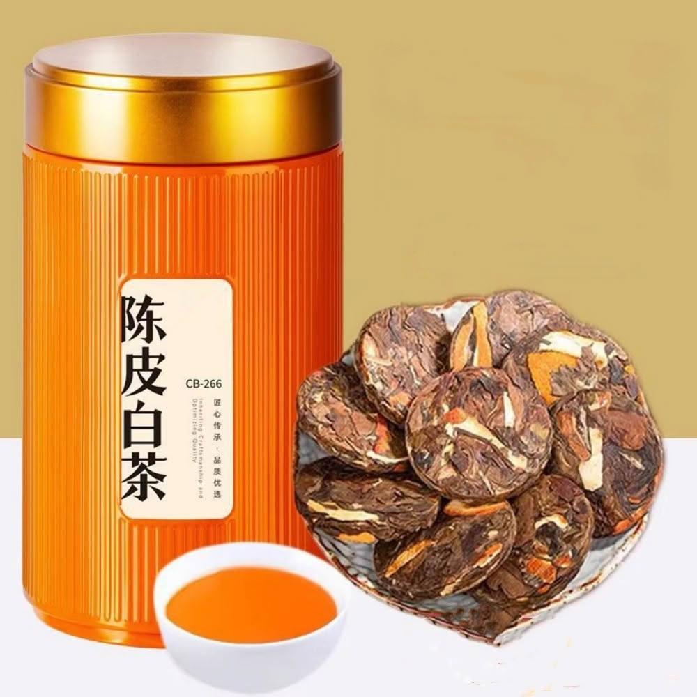 陳皮白茶250g 福鼎老白茶餅壽眉陳皮老白茶新會陳皮小茶餅禮罐裝茶葉
