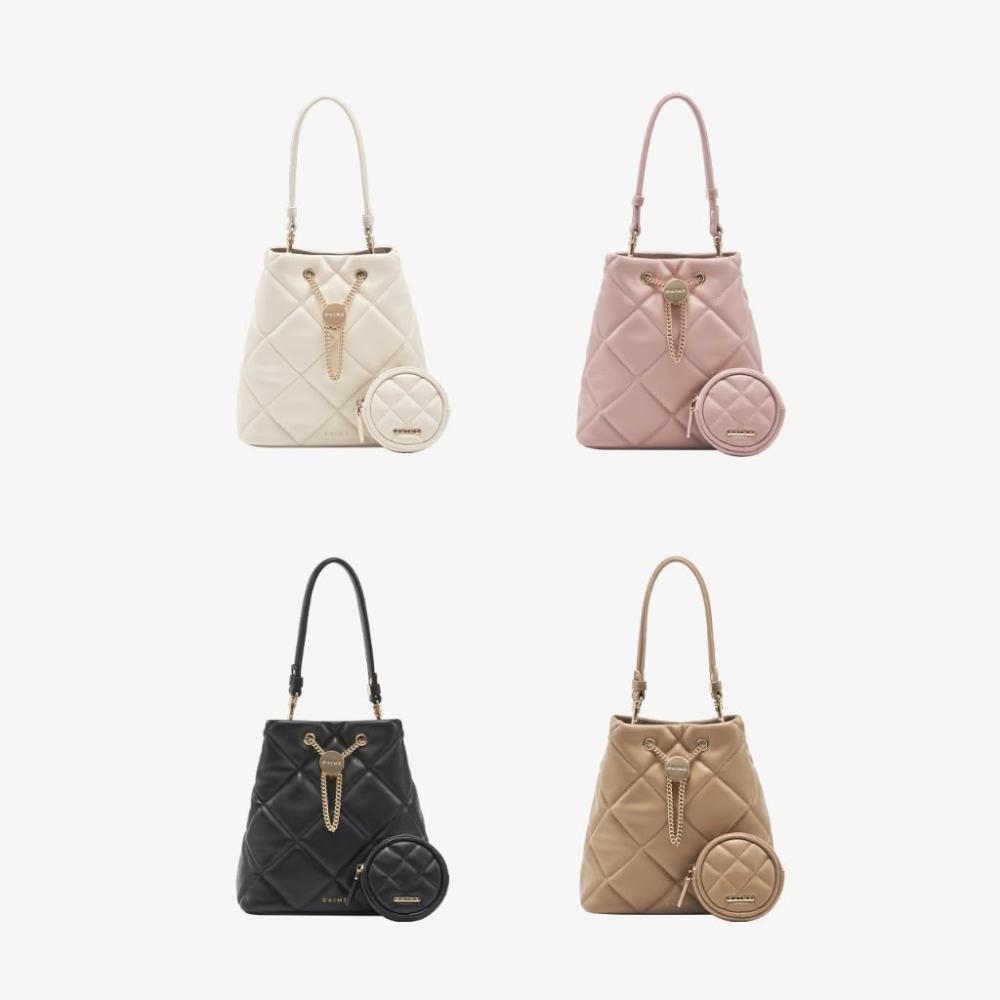送料込★S’AIME★菱格絎縫束口小水桶包★2way キルティングBAG 送料込☆S'AIME☆菱格絎縫束口小水桶包☆2way キルティングBAG