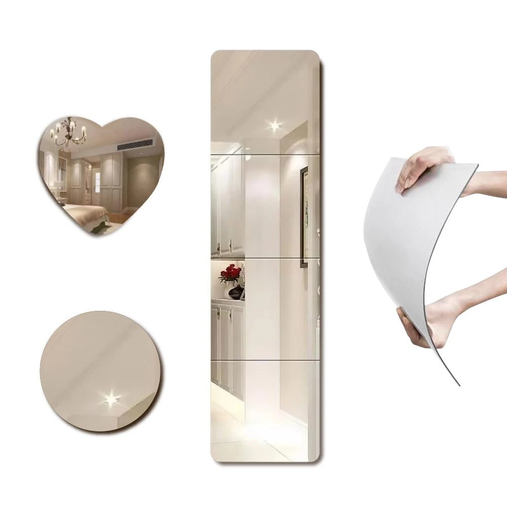 【日創生活】壓克力牆貼鏡-圓角方形30*30CM 含背膠貼{組合鏡 鏡子 鏡面貼 連身鏡 全身鏡 穿衣鏡 梳妝鏡 試衣鏡 化妝鏡 軟鏡子 鏡子貼}