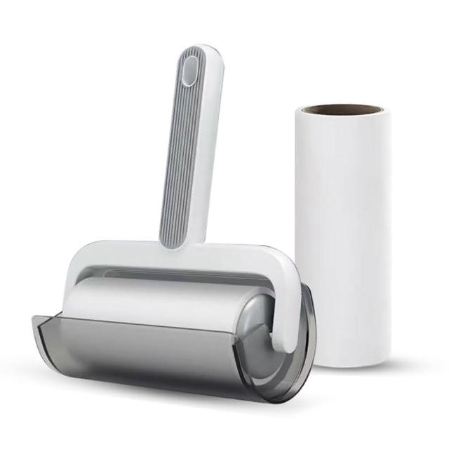 【日創生活】雙色質感黏毛器 毛絮黏把 {斜撕式黏毛器 寵物滾輪黏毛紙 黏塵紙 補充紙 除塵滾筒 黏貓毛 滾筒 捲筒}