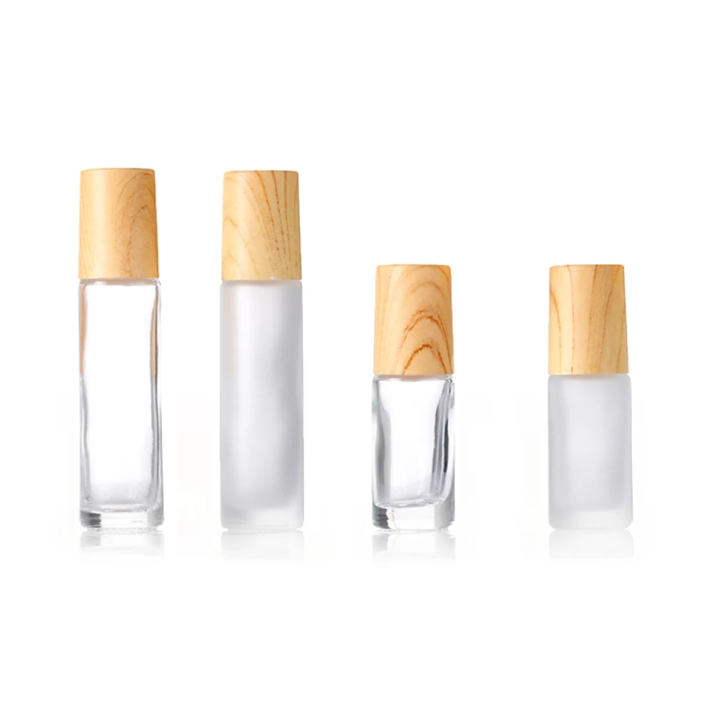 木紋蓋滾珠瓶｜玻璃滾珠瓶 5ml 10ml 精油分裝 按摩油瓶 透明滾珠瓶 仿木紋蓋 小容量分裝 精油瓶 分裝走珠空瓶