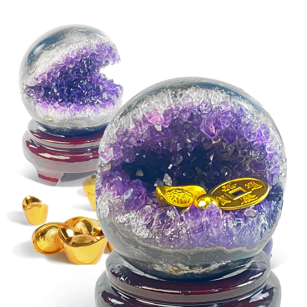 開口笑紫水晶洞/水晶球天然水晶、水晶、水晶球、紫水晶、水晶消磁