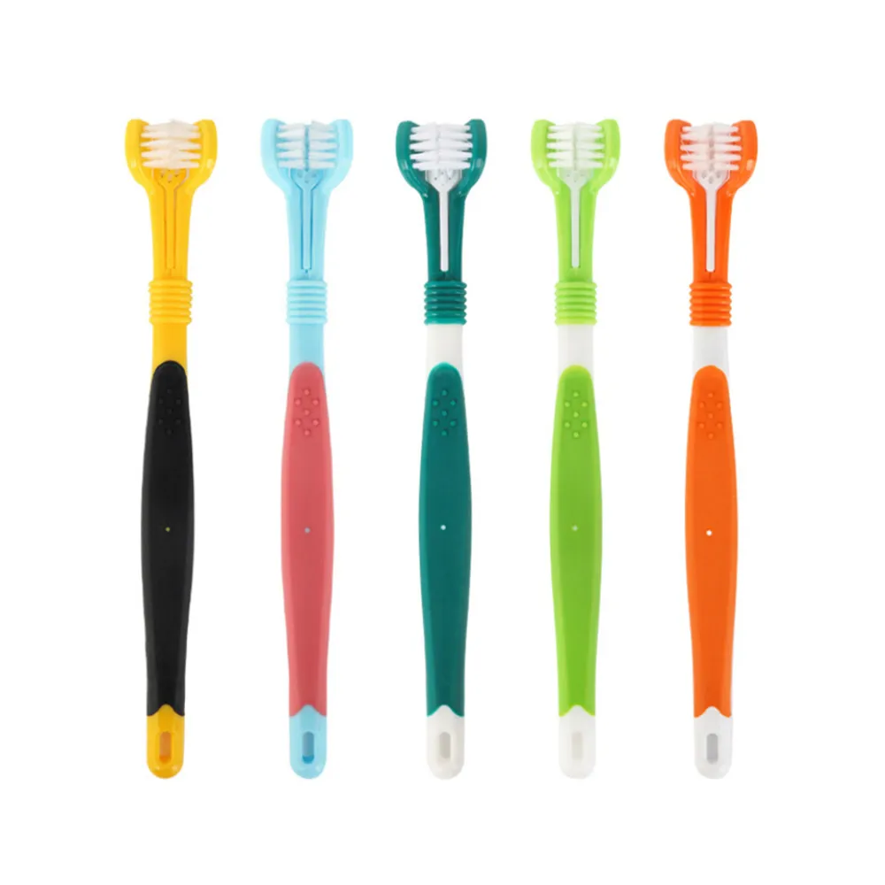 三面寵物專用牙刷/單支入(狗狗牙刷 三面刷頭多方位清洗 顏色隨機出貨)