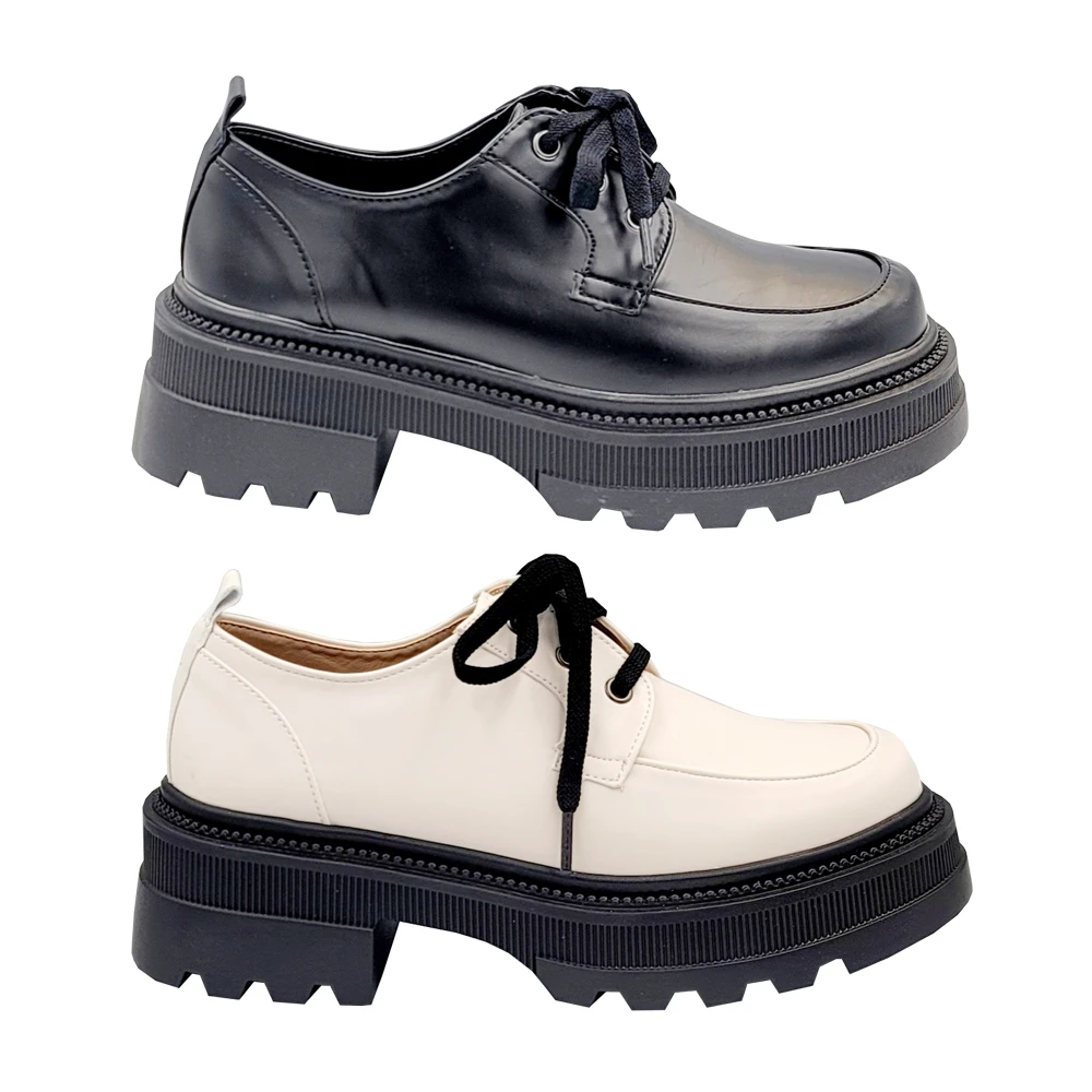 【ShoesClub 鞋鞋俱樂部】鞋帶時尚必備韓系厚底軟Q復古學生皮鞋 女鞋 023-ZH2023 (現貨+預購）