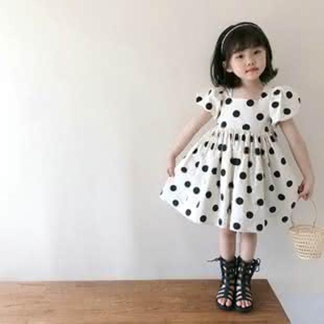 【Arbea】女童裙子波點方領連衣裙公主裙夏裝新款童裝 C198