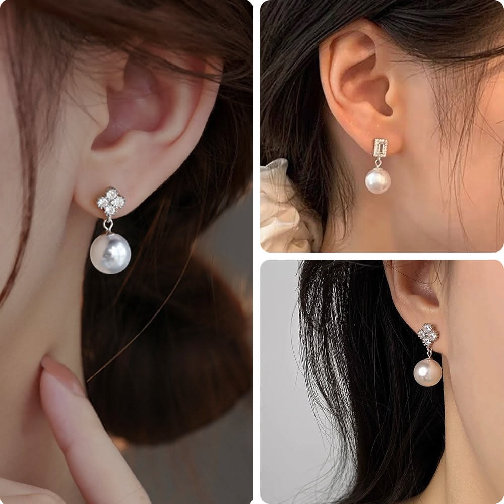 LEEHER】珍珠耳環/四葉草耳環/方形耳環/耳釘/氣質耳環/耳飾/耳環/垂