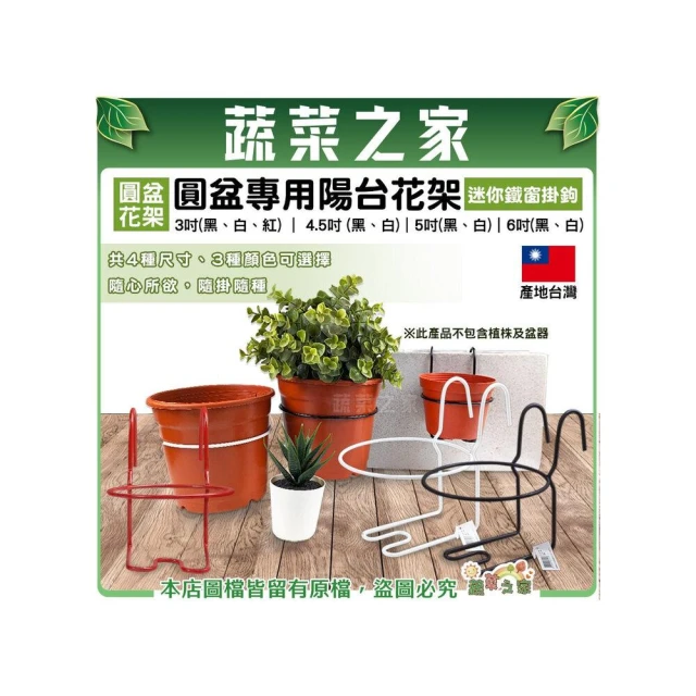 【蔬菜之家】圓盆花架 圓盆專用陽台花架3吋、4.5吋、5吋、6吋 迷你鐵窗掛鉤 掛架 圓盆花架 陽台花架 鐵窗