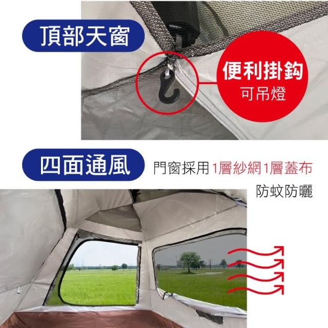 白 / 云灰色 双门双窗 自动搭建 大型露营帐篷 \" 加大全自動四面帳篷(送前廳桿215/240二種尺寸桿秒開帳篷雲霧灰