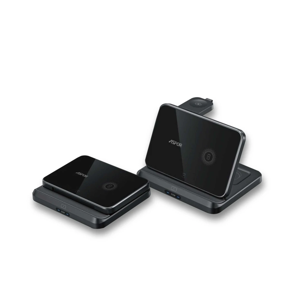 ASPOR  三合一寬版磁吸無線充電座 可折疊 Magsafe W21(充電座)