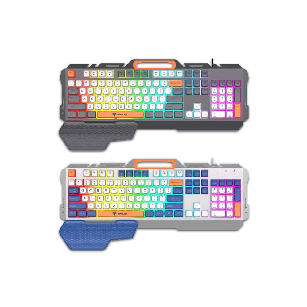 HONG JIN】宏晉HJ-721 撞色炫彩電競鍵盤球型鍵帽薄膜鍵盤撞色款有線電