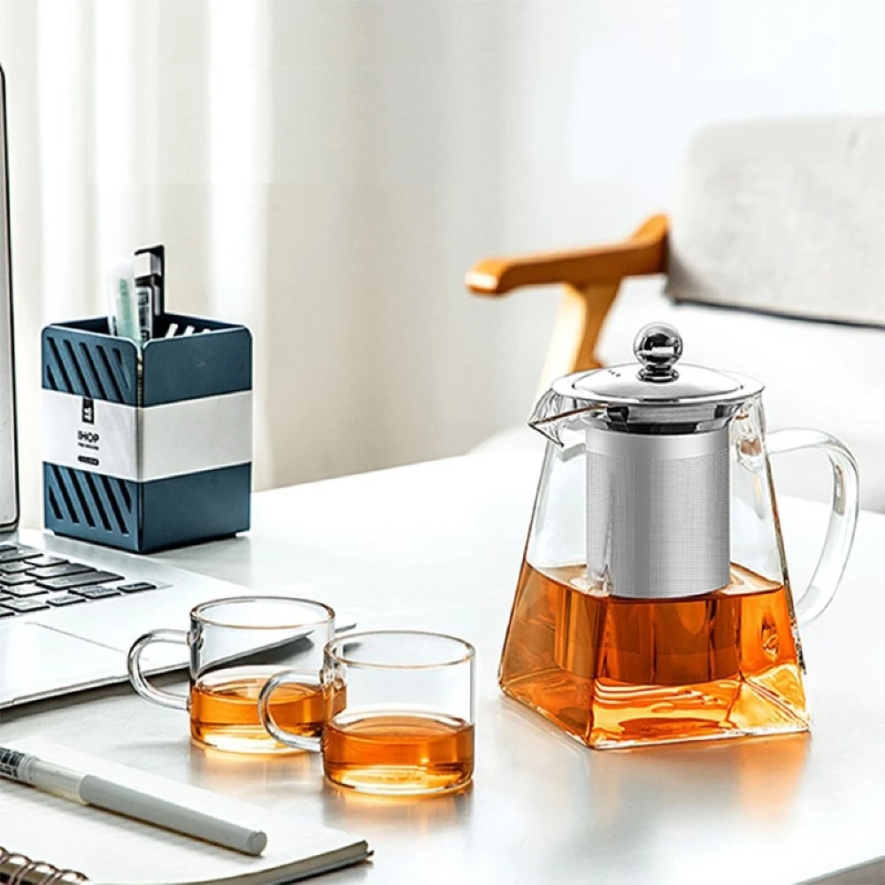 JOEKI】玻璃茶壺-950ml方形過濾泡茶壺高硼矽玻璃壺大容量耐熱泡