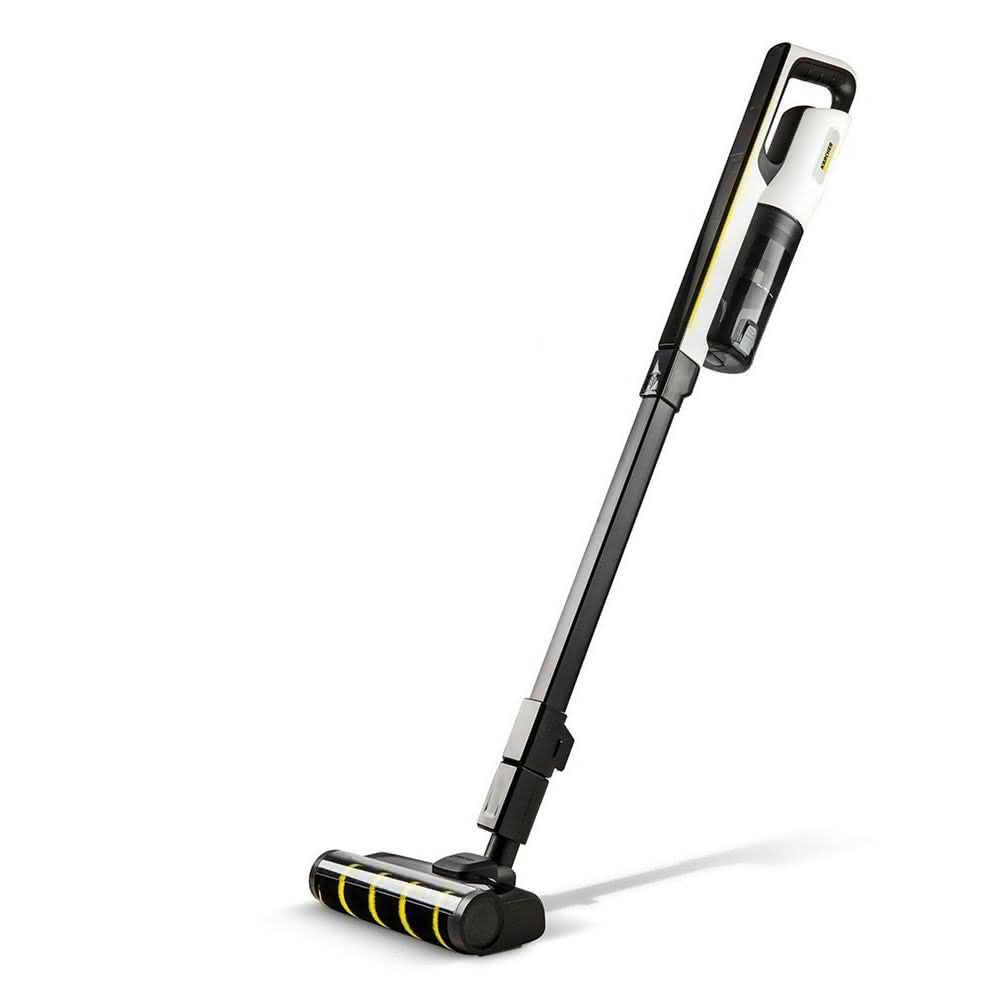 KARCHER 凱馳 VC4s 無線直立式吸塵器，黃色系設計，中國製造，提供便利無線操作與可洗式集塵筒，適閤家居清潔。電壓110V，享1年保固，並透過BSMI認證（R3A068），高效吸塵，輕鬆維持乾淨環境。