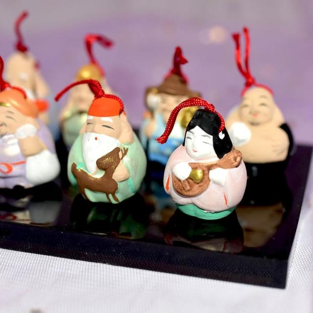 日本製開運七福神福鈴陶器吉祥緣起物擺飾昭峰作me216