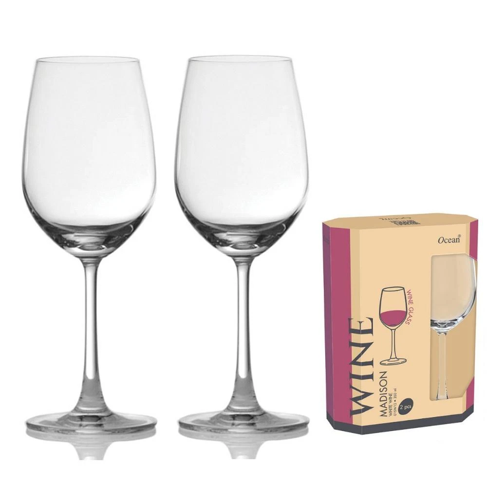 【Ocean】無鉛透亮白酒杯 2入禮盒組 350cc(白酒杯 2入禮盒組)