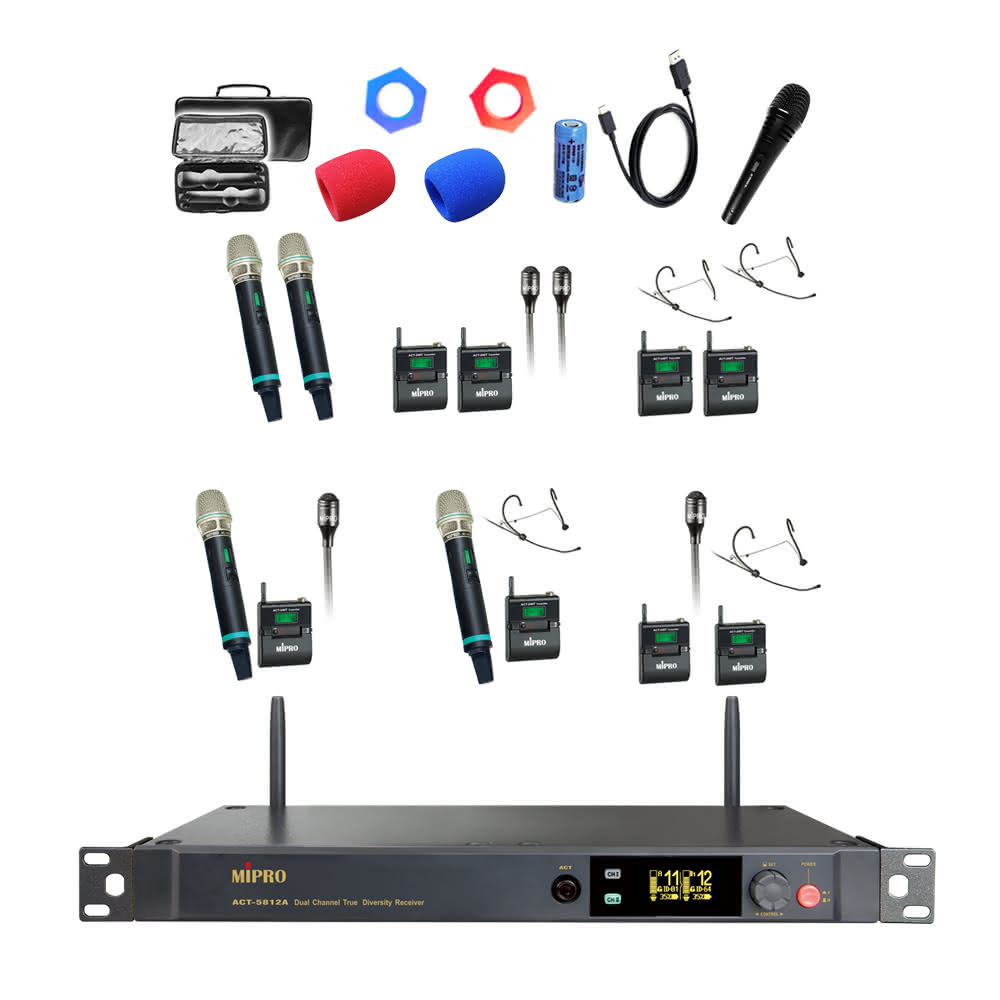 【MIPRO】ACT-5812A(5 GHz數位雙頻道無線麥克風手握MU-80A音頭/ACT-580H管身)
