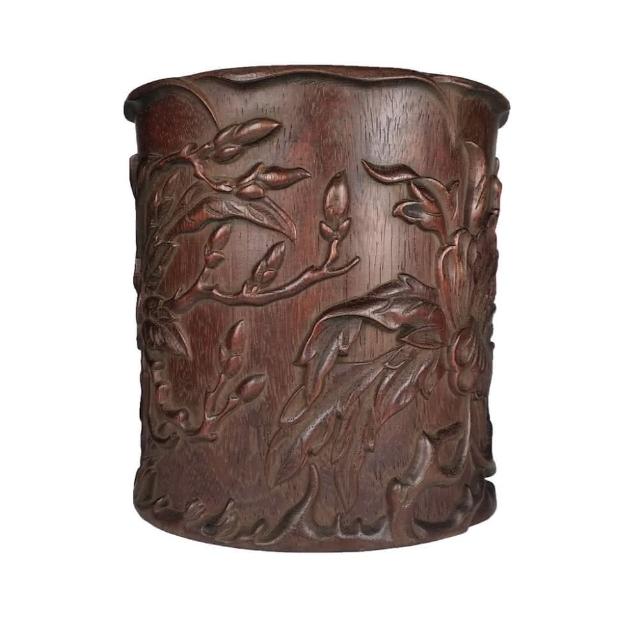雕刻 筆筒 WF 71 A bamboo carved brush pot<br><br>十九世紀竹雕筆筒