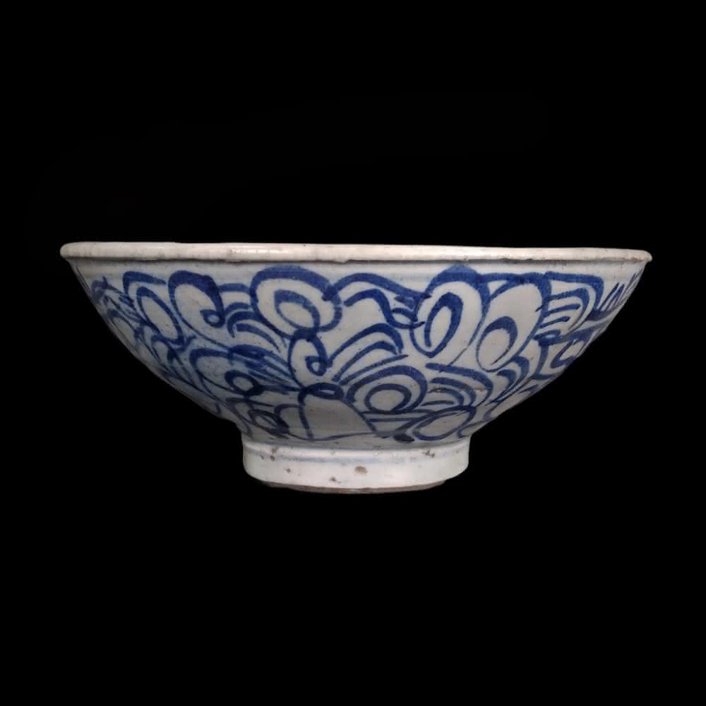 博古珍藏》民初青花花卉紋碗直徑15公分早期收藏老件瓷器