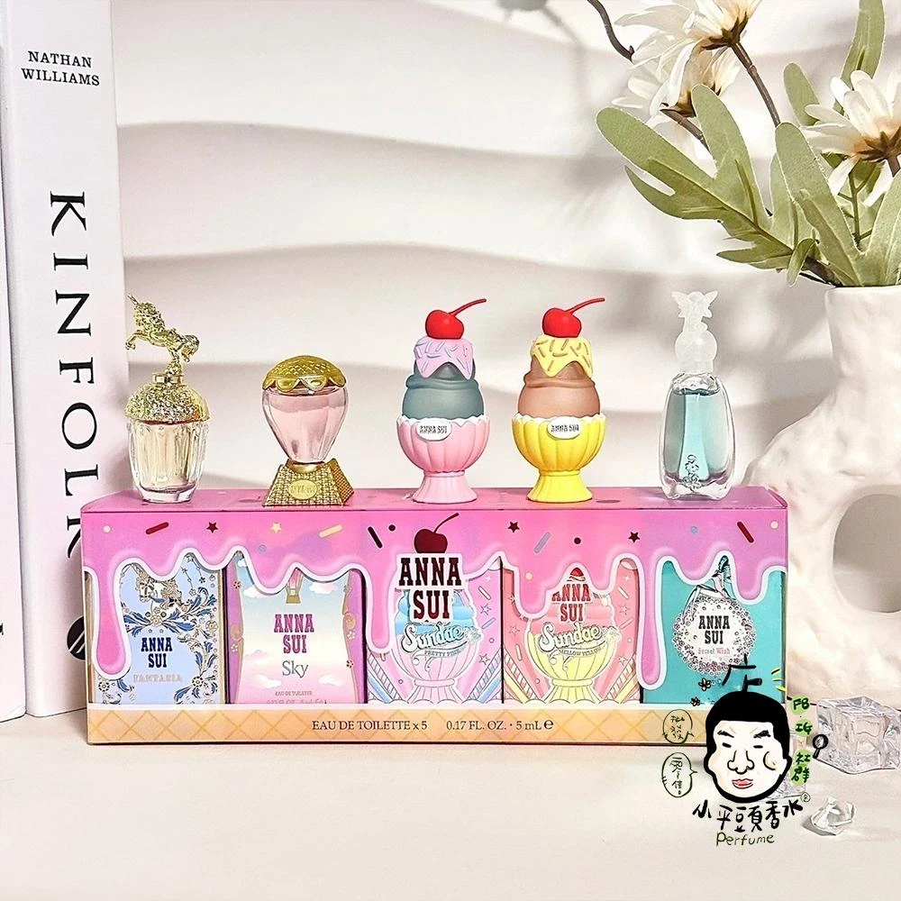 【ANNA SUI 安娜蘇】ANNA SUI 童話聖代許願小香組5ml*5(童話獨角獸+綺幻飛行+許願精靈+粉紅柚惑+樂夏百香) 精美禮盒