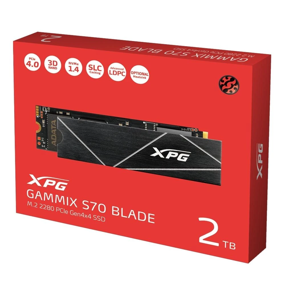 【ADATA 威剛】ADATA 威剛 GAMMIX S70 BLADE 2TB 固態硬碟 (讀:7400M/寫:6400M/ DRAM快取/五年/贈散熱片)