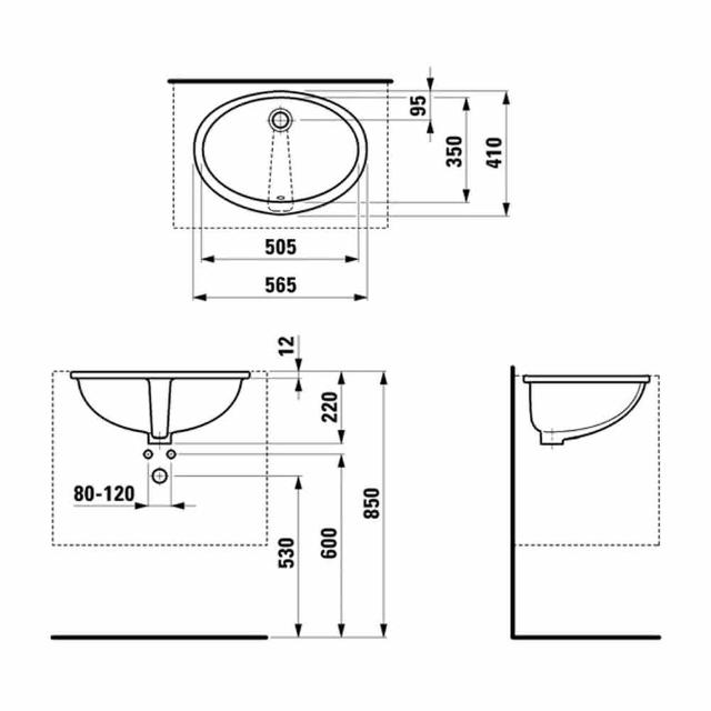 LAUFEN 瑞士品牌LIPSY 下嵌盆面盆臉盆50.5×35cm 811299