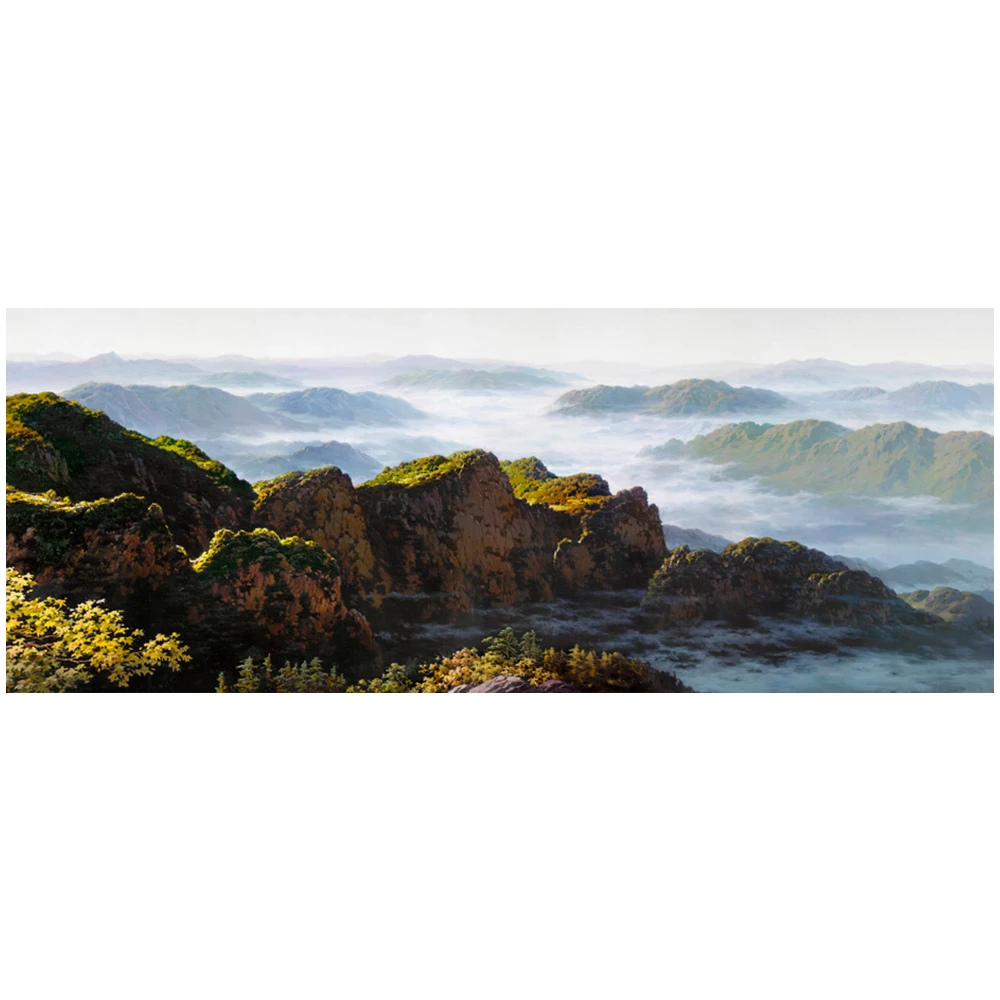 御畫房】黃山雲海國家一級畫師手繪油畫60×120cmVF-53
