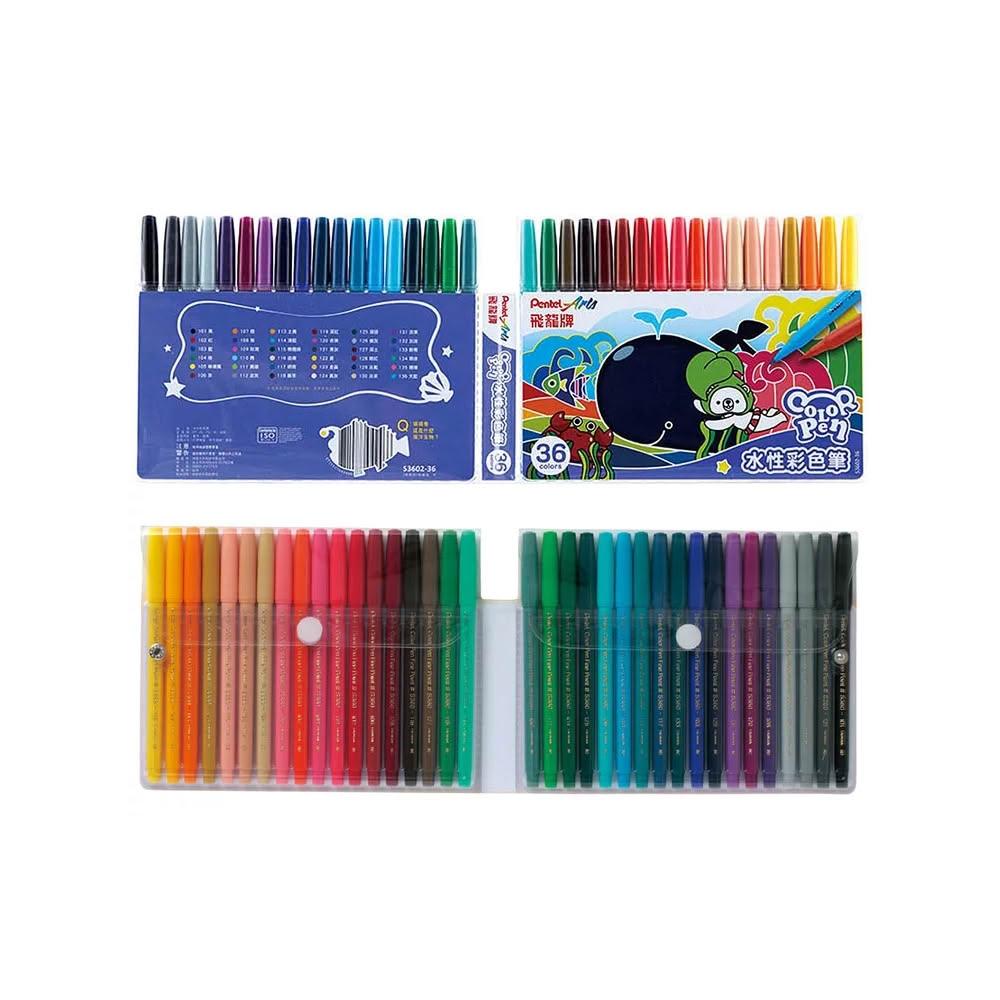Pentel 飛龍】36色水性細字彩色筆禪繞畫筆塗鴉S3602-36